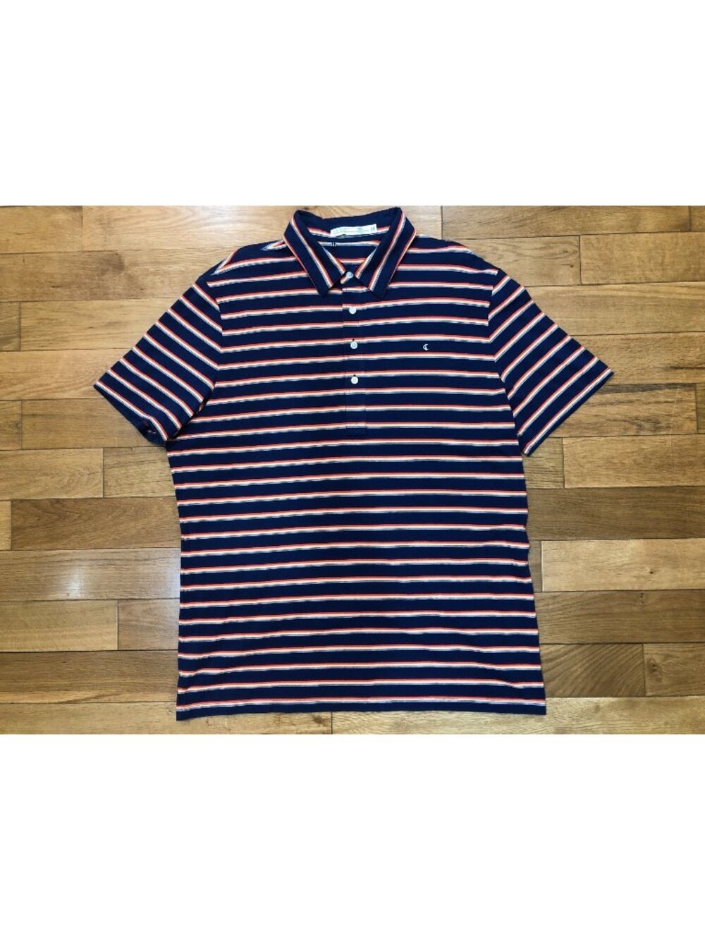 Criquet Slim Fit Stretchy Pima Cotton Blend Short Sleeve Navy Striped Polo XXL